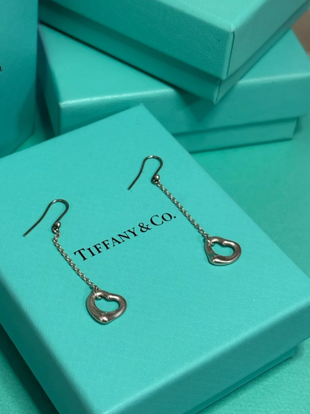 Tiffany & Co. Elsa Peretti Open Heart Drop Earrings - Picture 2 of 5